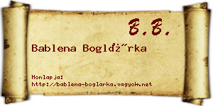 Bablena Boglárka névjegykártya